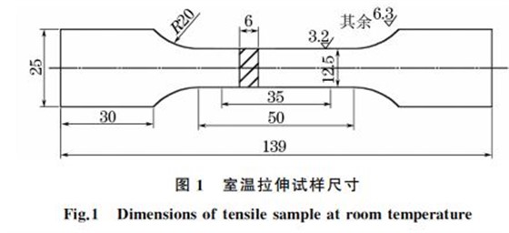 圖１ 室溫拉伸試樣尺寸