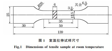 圖１ 室溫拉伸試樣尺寸